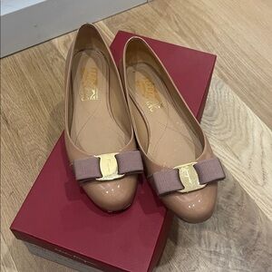 Salvatore Ferragamo nude shoes with bow